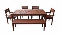 Supreme Rectangular 1.8m Dining Table & Chairs / Bench 6pc Setting
