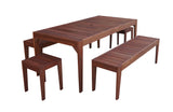 Lazio Rectangular 1.8m Dining Table & Bench 5pc Setting